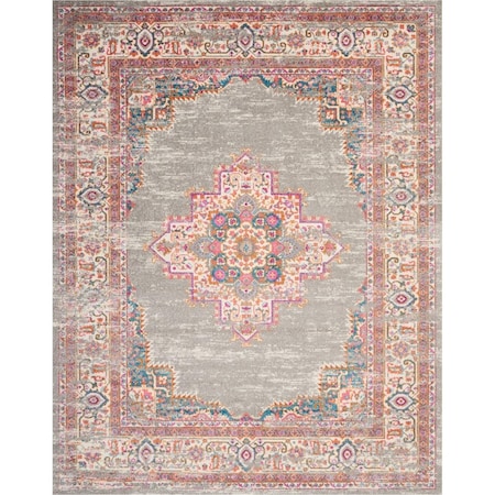 Homeroots 8 x 10 ft. Gray & Gold Medallion Area Rug 385318
